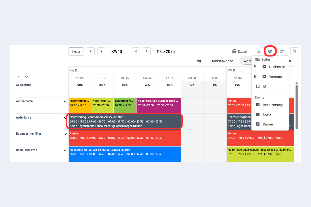 Informationsgrad auf Disposition