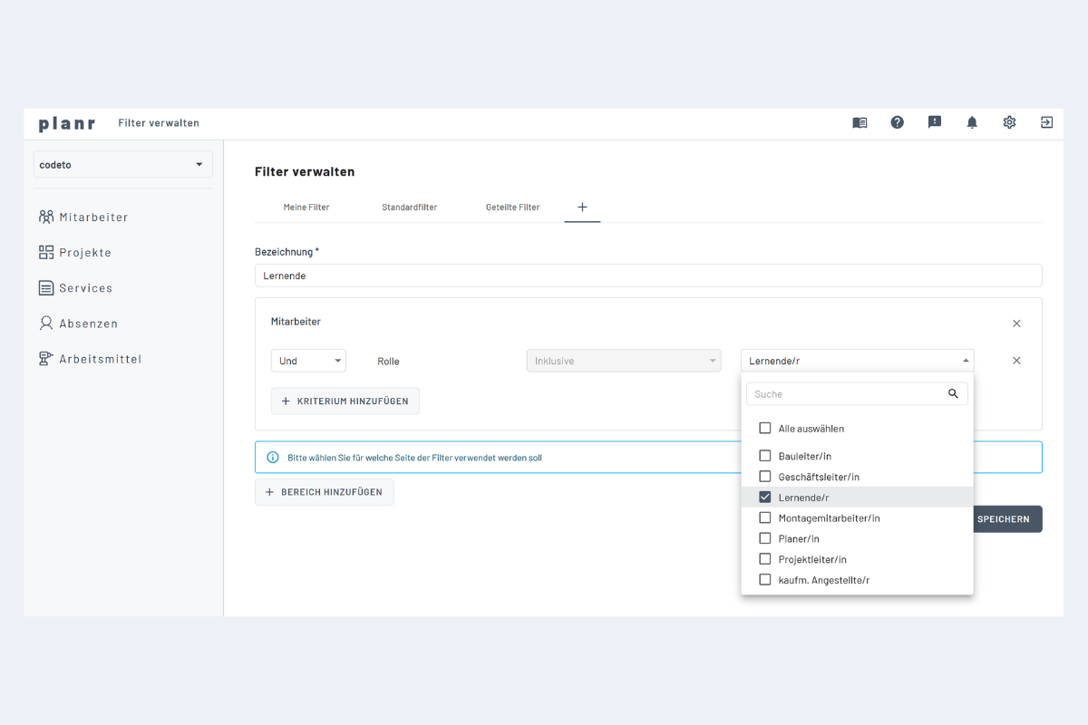 Create New Filter - Specify Criterion