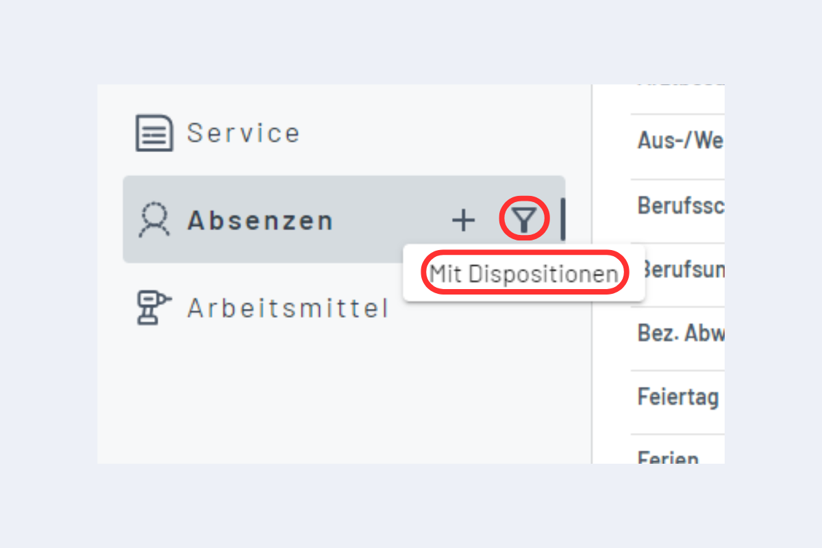 Filtrer les absences
