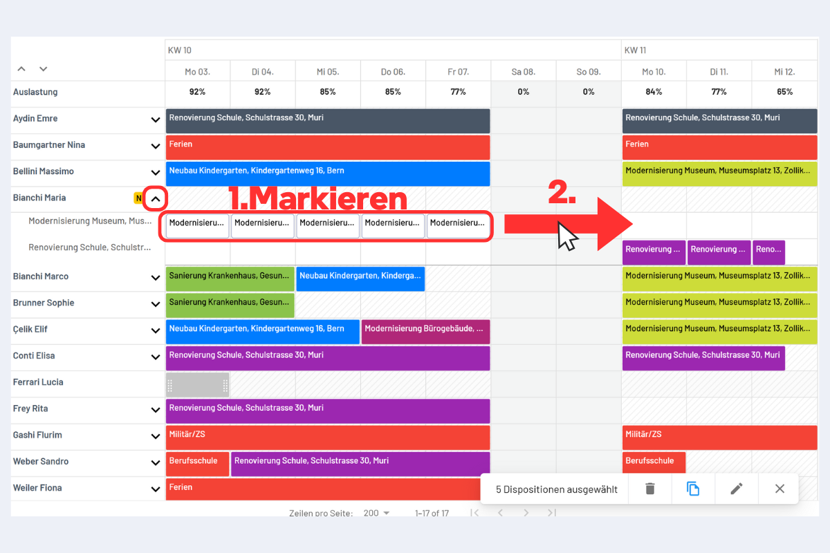 Spostare Disposition solo sulla Timeline